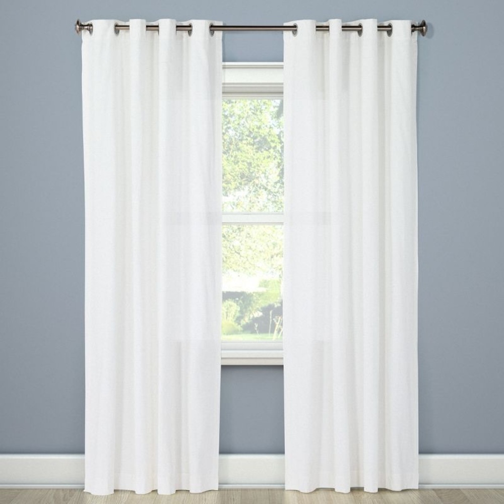 2pc Natural White Light Filtering Solid Window Curtain Panels
